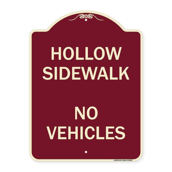 Signmission Hollow Sidewalk No Vehicles Heavy-Gauge Aluminum Architectural Sign, 24" x 18", BU-1824-23905 A-DES-BU-1824-23905 - main